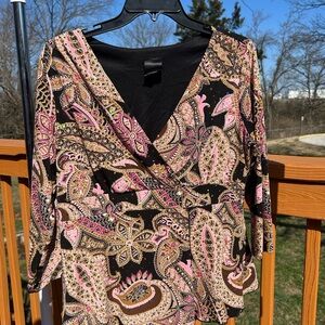Y2K Shimmer Paisley Wrap Top